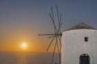 Santorini Windmill Sunset, Greece Art Print
